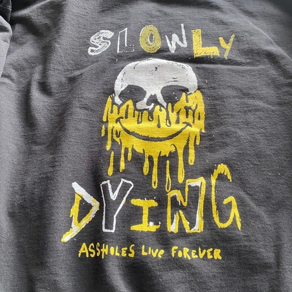 Assholes*s Live Forever Hoodie Mens XL Slowly Dying Skull face Graphic Black - Picture 8 of 8